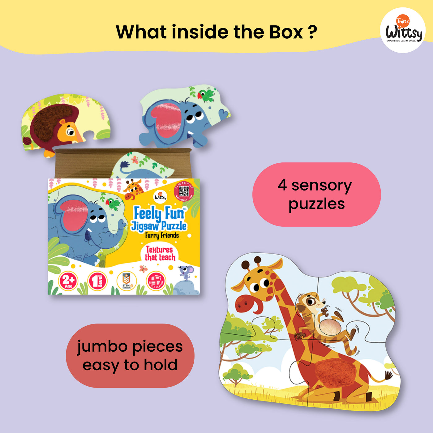Feely Fun – Furry Friends Jigsaw Puzzle (4 in One puzzle)