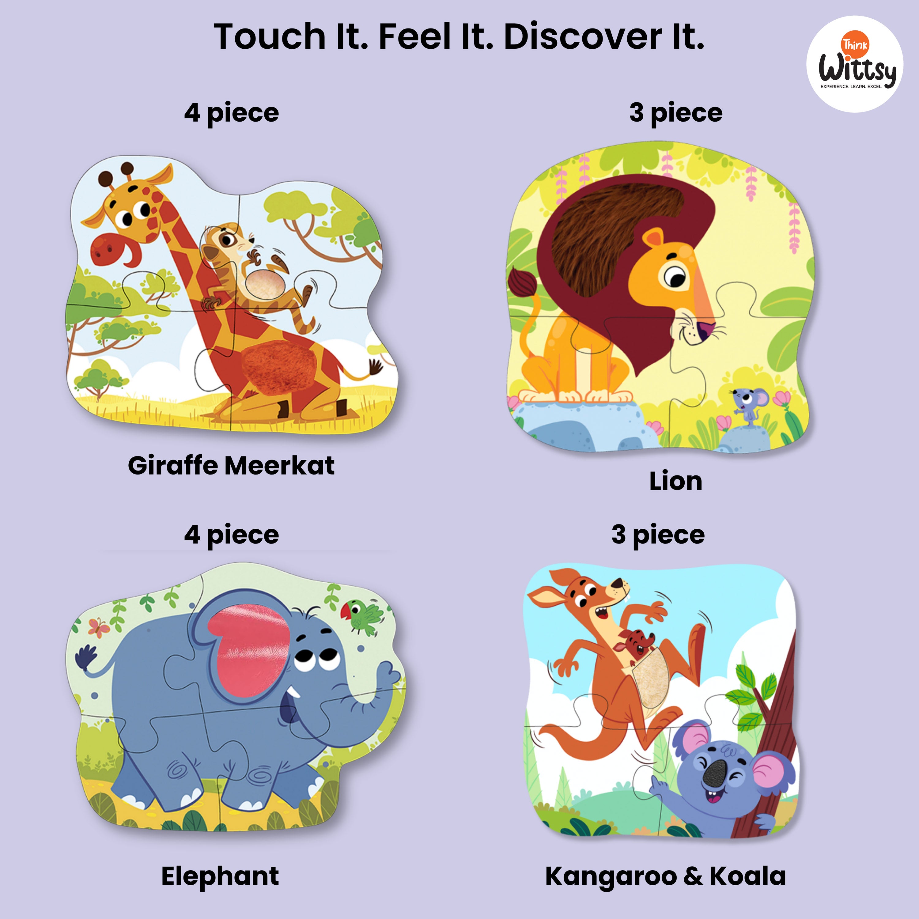 Feely Fun – Furry Friends Jigsaw Puzzle (4 in One puzzle)