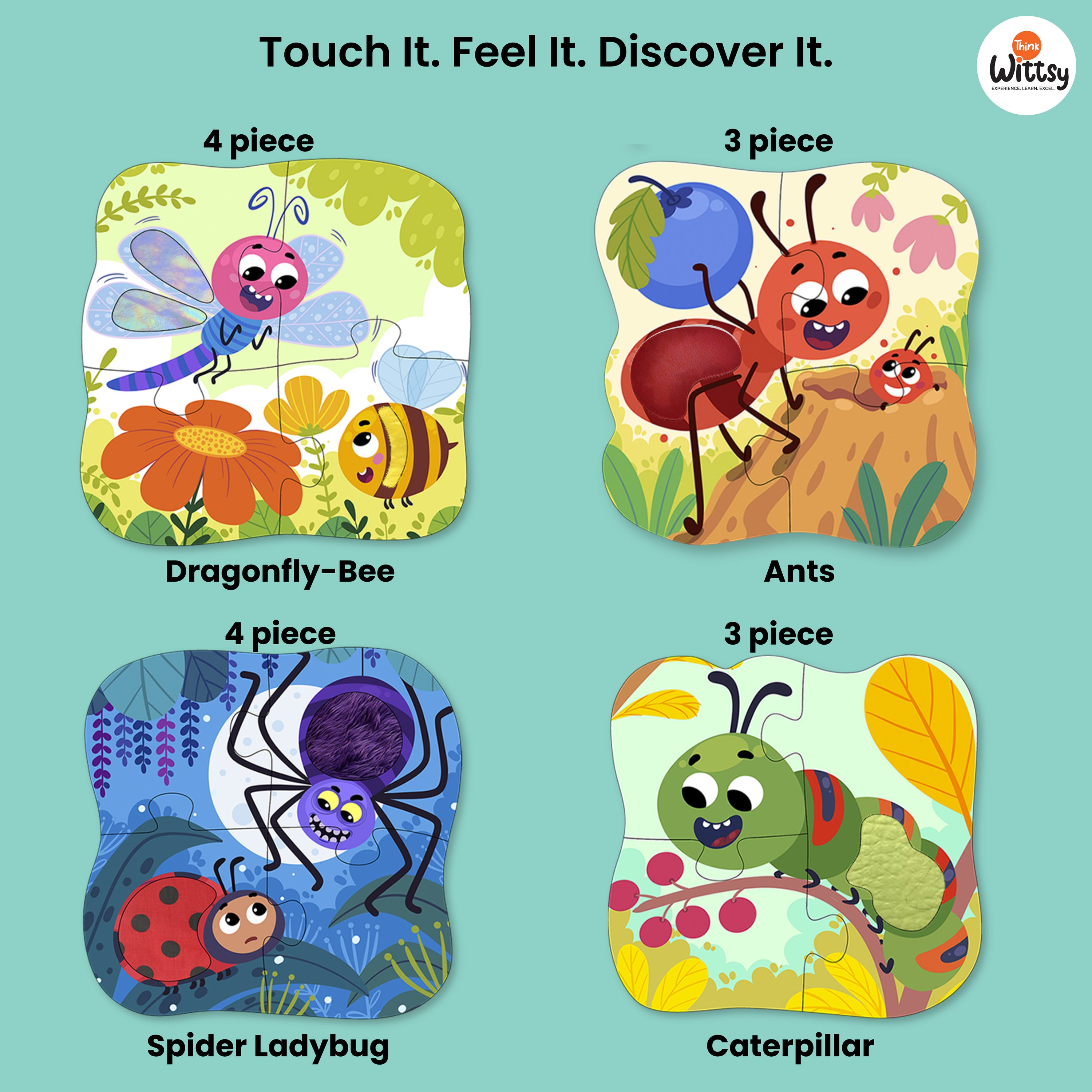 Feely Fun: Busy Bugs (4 in One puzzle)