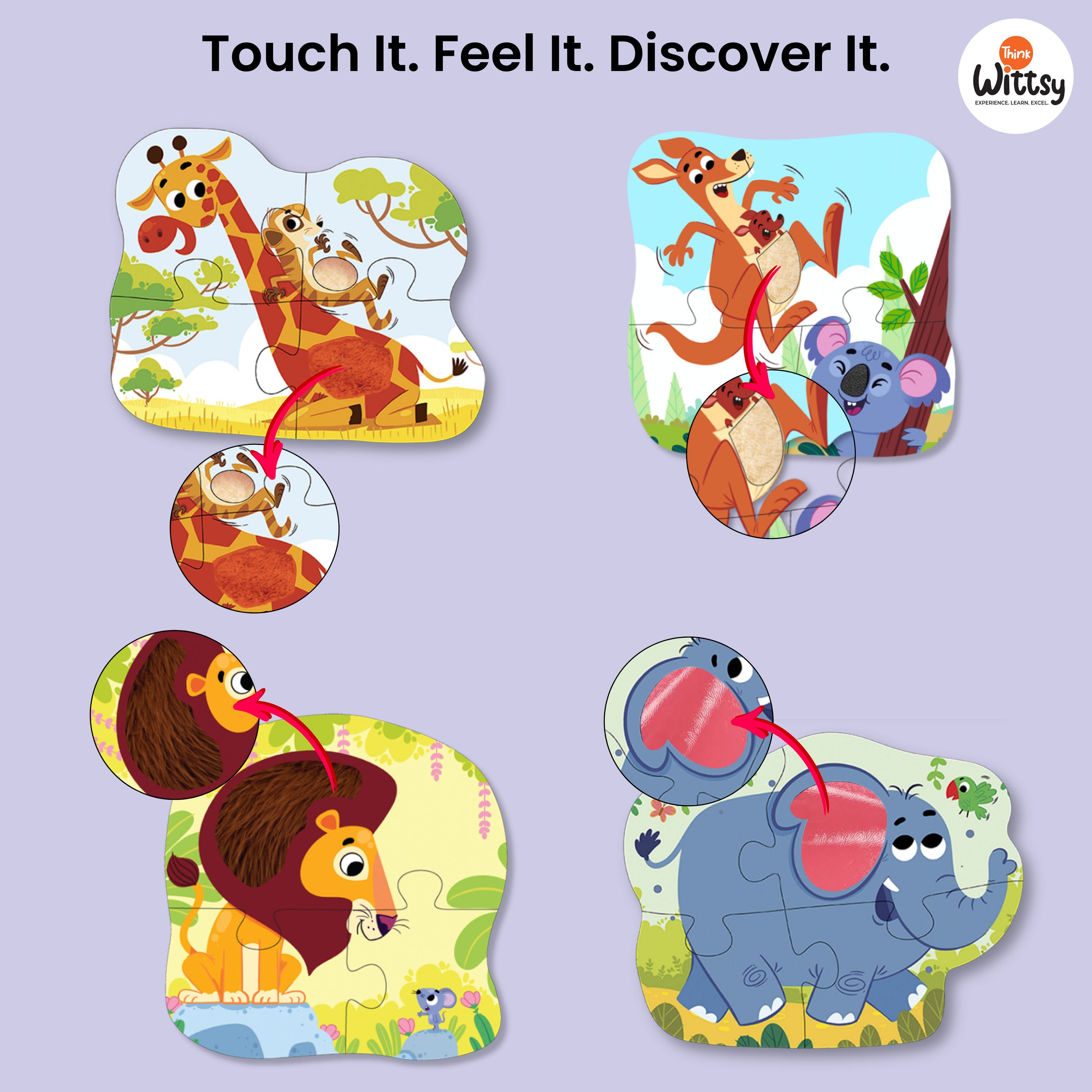 Feely Fun – Furry Friends Jigsaw Puzzle (4 in One puzzle)