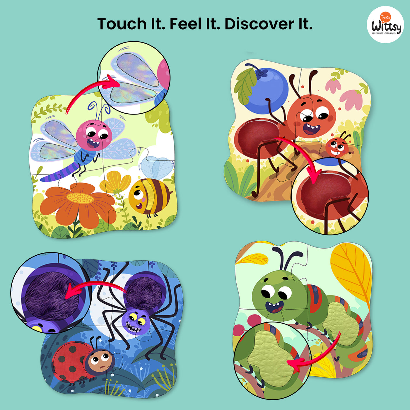 Feely Fun: Busy Bugs (4 in One puzzle)