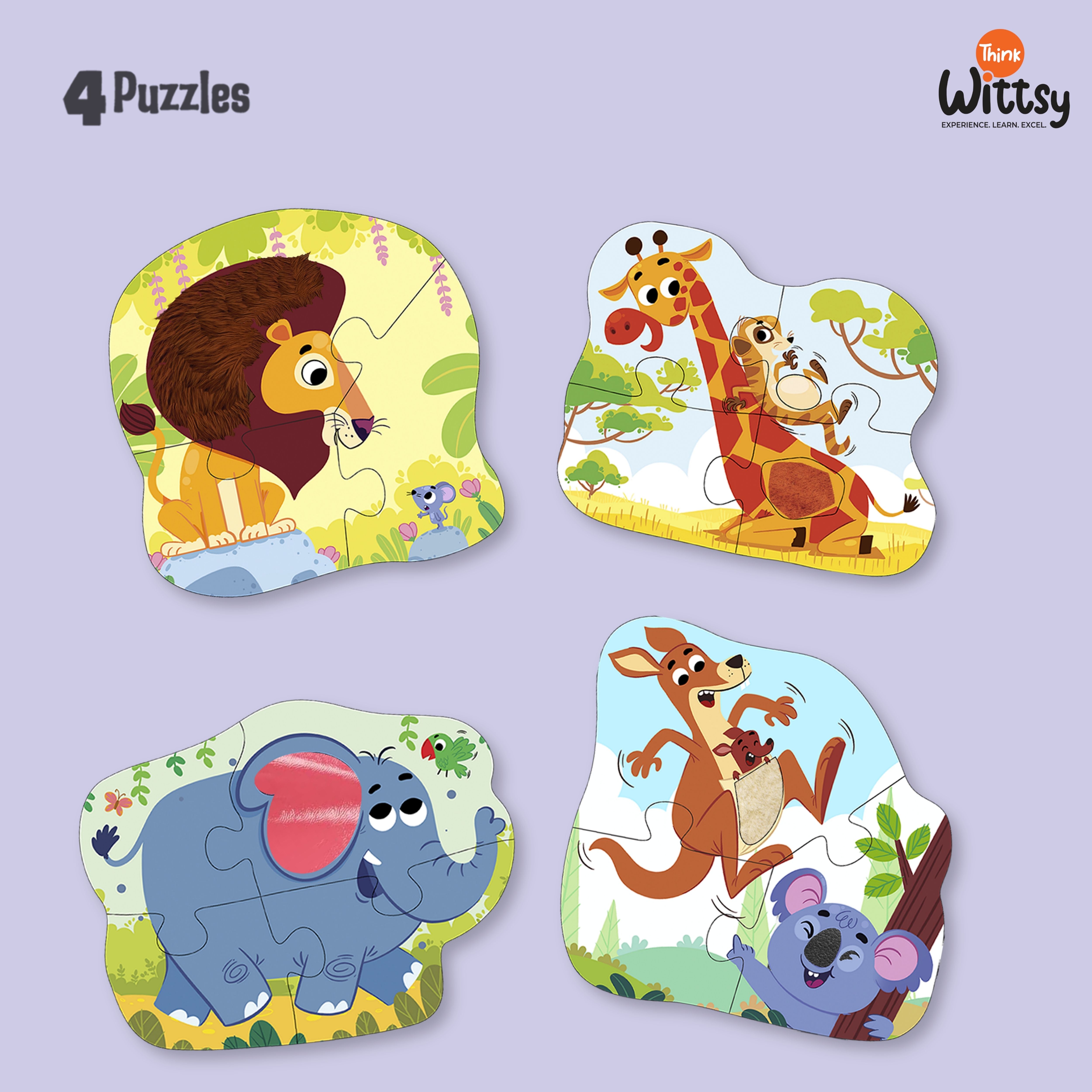 Feely Fun – Furry Friends Jigsaw Puzzle (4 in One puzzle)