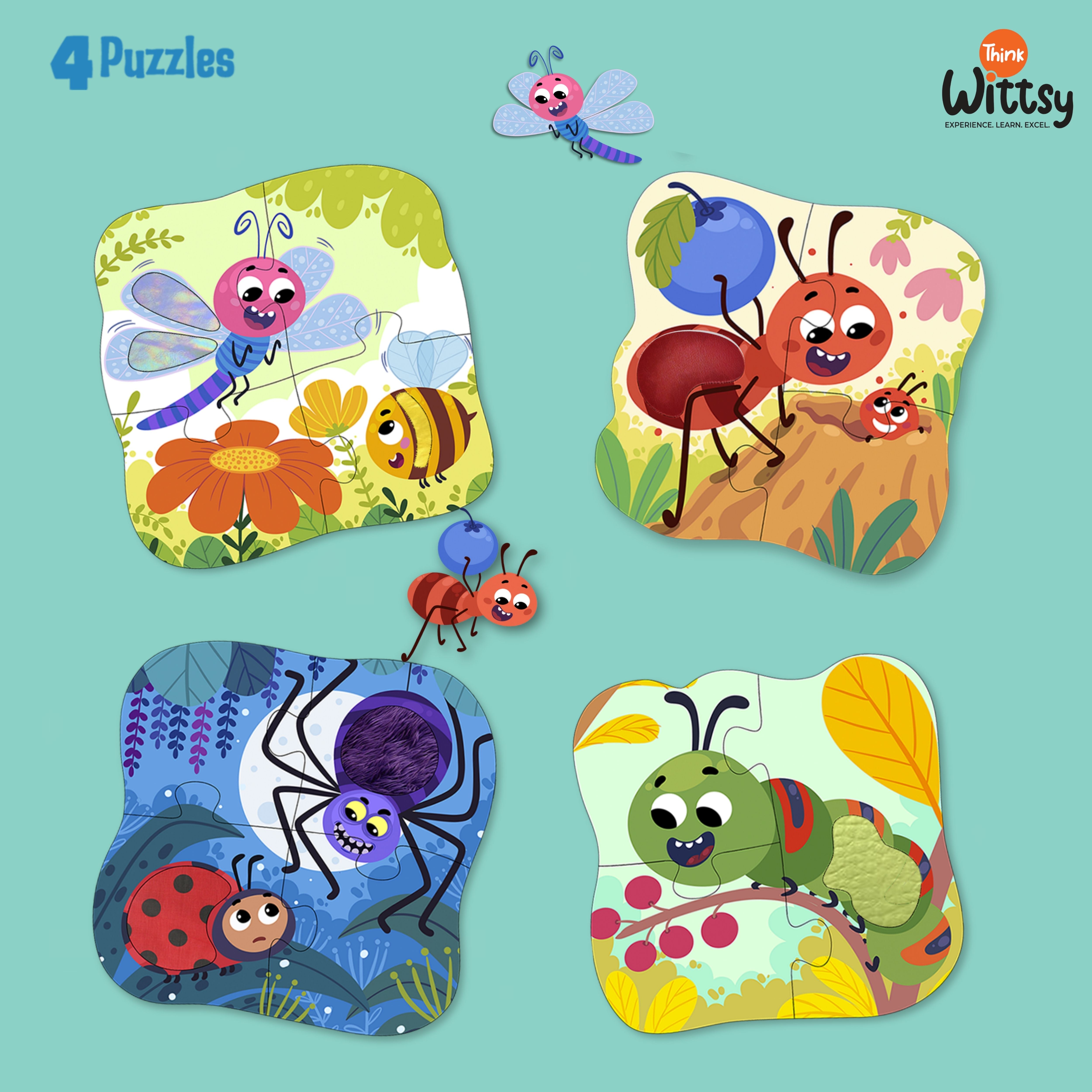 Feely Fun: Busy Bugs (4 in One puzzle)